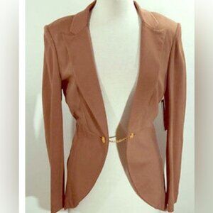$375 Alice + Olivia New Stretch camel jacket blazer sz Large AMAZING